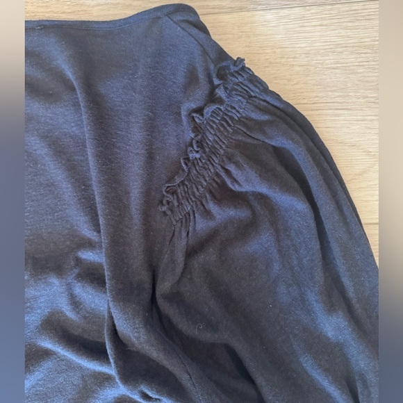 Lauren by Ralph Lauren Knit Top Sz XL Linen Blend Navy Blue With Tassels Ruffle - Picture 5 of 8